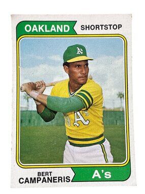 Vintage 70s Bert Campaneris Baseball Card Oakland As Shortstop Topps Memorabilia